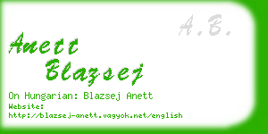 anett blazsej business card